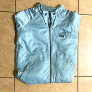 Blue Bomber Jacket with Zippered Pockets